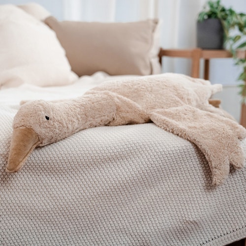 XL Kuscheltier & Wärmekissen Gans Dinkelspreu 80 cm leinen