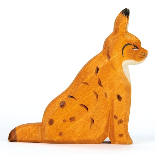 Luchs sitzend Holzfigur 7 cm