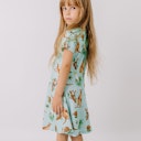 Vorschaubild Ausgestelltes Kurzarmkleid australische Tiere hellblau