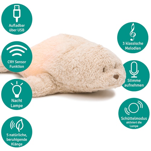 Bio Einschlafhilfe mit Sound und Licht Robbe sand