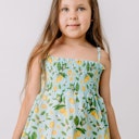 Vorschaubild Leichtes Trägerkleid Musselin Zitronen hellblau