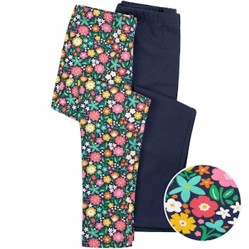 Leggings Doppelpack Blumen uni indigo