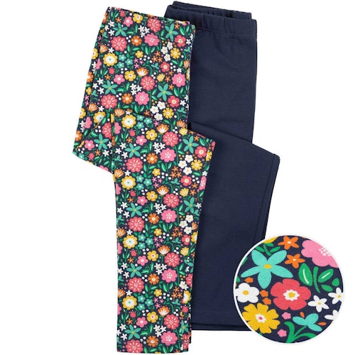 Leggings Doppelpack Blumen uni