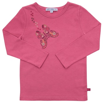 Langarmshirt Schmetterling-Stickerei fuchsia