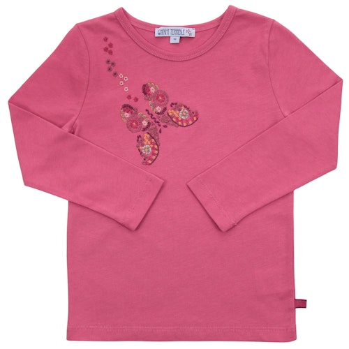 Langarmshirt Schmetterling-Stickerei