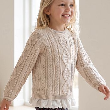 Edler Strickpullover Blusenborte beige