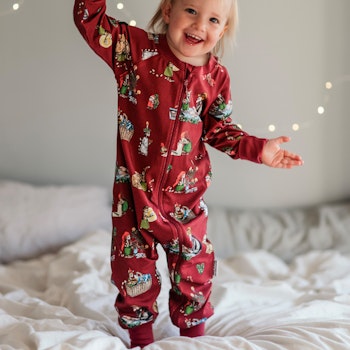 Bambus Schlafanzug Reißverschluss Pettersson & Findus rot