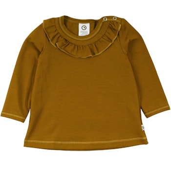 Hochwertiges Langarmshirt mit Rüschen safran
