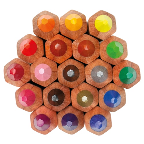 18 dicke Buntstifte im edlen Blechetui