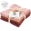 Vorschaubild Mulltuch 3er Pack 65 x 65 cm bordeaux, zimt, rosa
