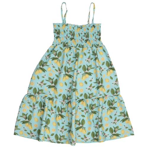 Leichtes Trägerkleid Musselin Zitronen hellblau