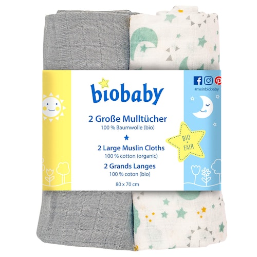 Mulltuch Doppelpack grau