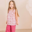 Vorschaubild Musselin Bluse kurzarm Blumen