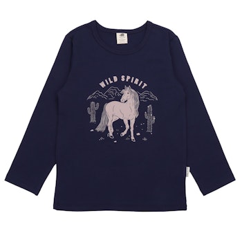 Pferde Langarmshirt blau