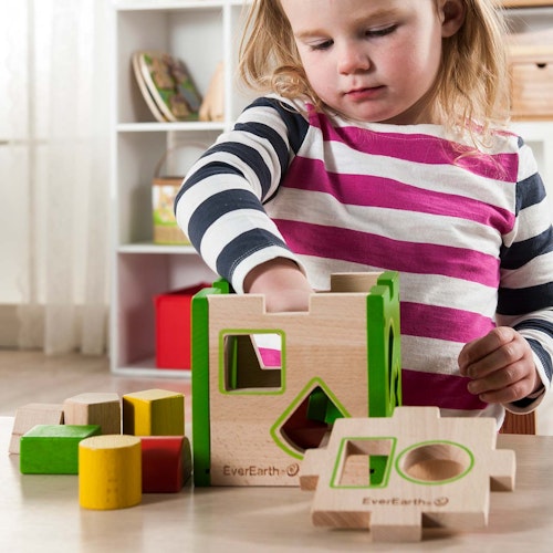 Holz Sortierbox mit 10 Steinen abnehmbarer Deckel