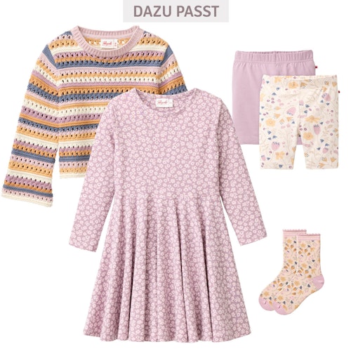 Langarm Flatterkleid Veilchen rosa