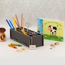Vorschaubild Stiftebox XL grau – Holz Stiftehalter zum Zusammenstecken