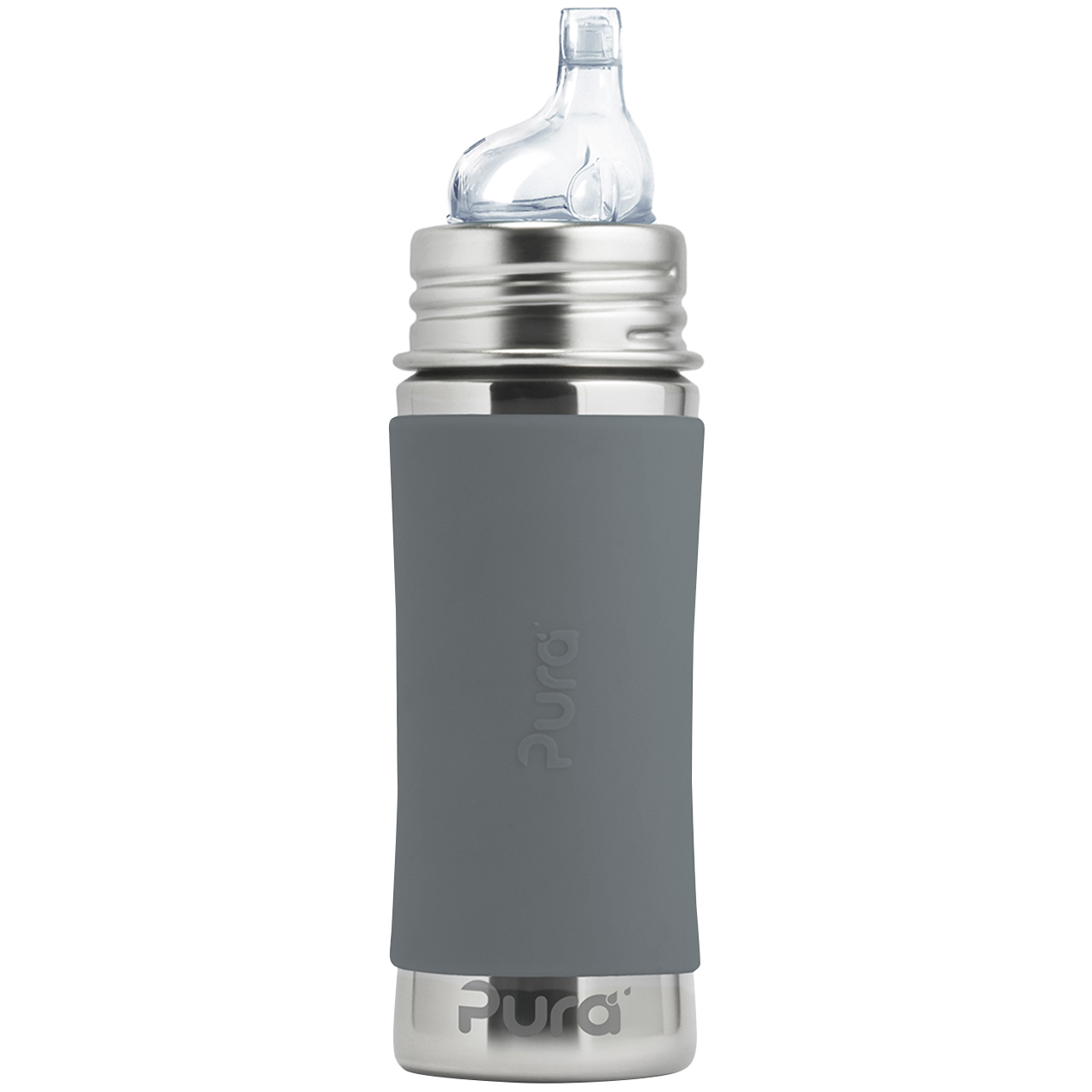 Pura kiki Edelstahl Trinklernflasche ab 6 M - schiefergrau