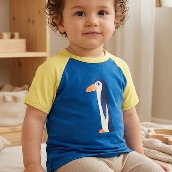 Raglanshirt kurzarm 1 Jahr Pinguin