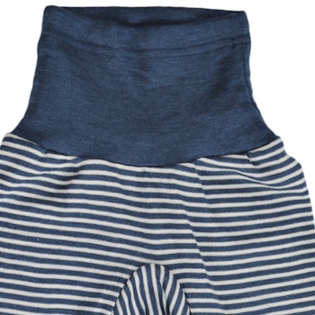 Wolle Seide Hose Bündchen blau gestreift