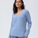 Vorschaubild Weicher Damen Strickpullover V-Ausschnitt