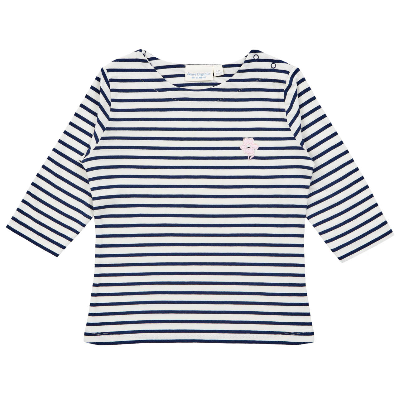 3/4 Shirt Blumen-Aufnäher gestreift