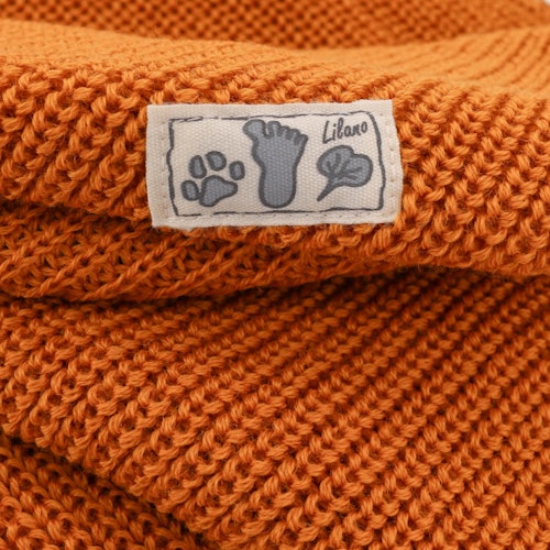 Babydecke Merinowolle gestrickt kräfitiges orange