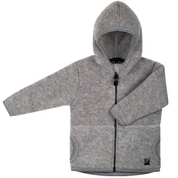 Schurwolle Fleece Jacke Kapuze rauchpink