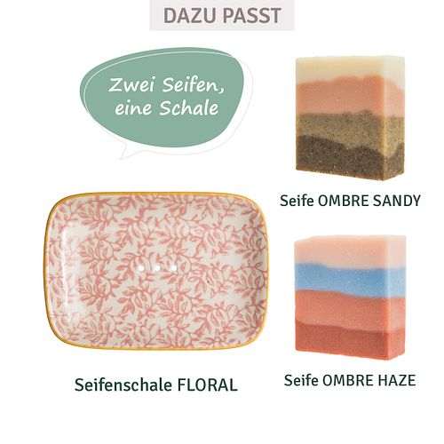 Seifenschale FLORAL rechteckig aus Keramik