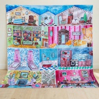 Spieltuch Bio-Baumwolle Puppenhaus 100 x 100 cm