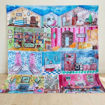 Spieltuch Bio-Baumwolle Puppenhaus 100 x 100 cm