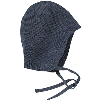 Strickmütze zum Binden blaugrau
