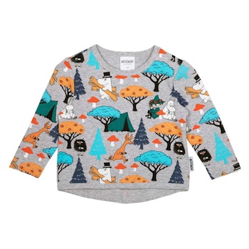 Langarmshirt Mumin-Motive grau meliert