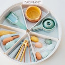 Vorschaubild Sensorikspielzeug Set mit 3 Schalen blau grün