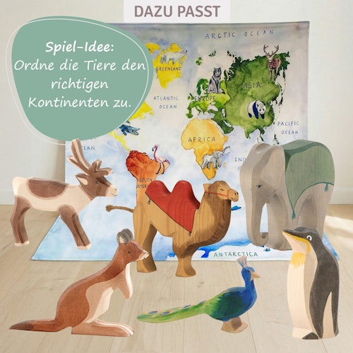 Elefant mit Sattel - Krippenfigur aus Holz 14 cm