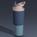 Vorschaubild Cosmic Edelstahltrinkflasche mit Trinkhalm Pastellblau 1 Liter