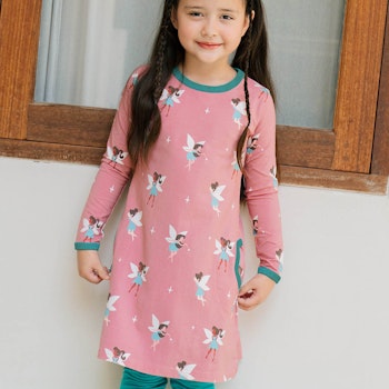 Rosa Jersey Kleid mit Feen Motiv langarm