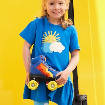 Luftiges Kurzarmkleid Sonne blau