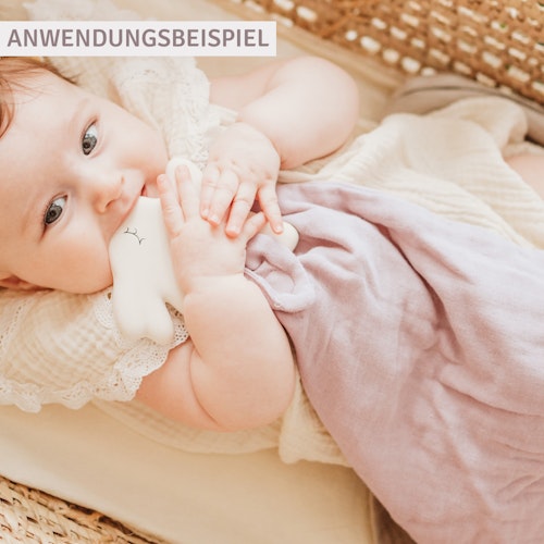 Beißring aus Naturkautschuk mit Schmusetuch rostrot