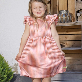 Luftiges Kleid kariert rostorange