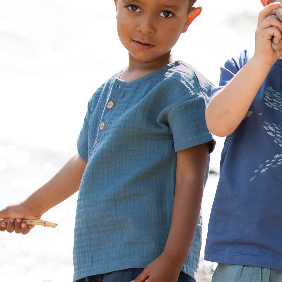 Musselin Shirt kurzarm uni