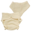 Vorschaubild Puppen Stoffwindel & Lätzchen 28-35cm beige, Bio-Baumwolle