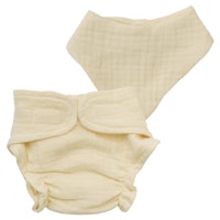 Puppen Stoffwindel & Lätzchen 28-35cm beige, Bio-Baumwolle