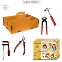 Vorschaubild Toolbox L goldgelb – Holz Werkzeugkasten mit 2 Fächern