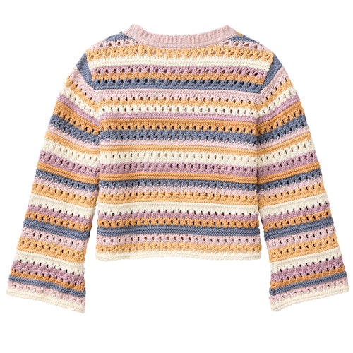 Leichter Strickpullover bunt geringelt