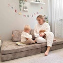 Vorschaubild Funzy Spielsofa 4-teilig Cord Karamell Braun
