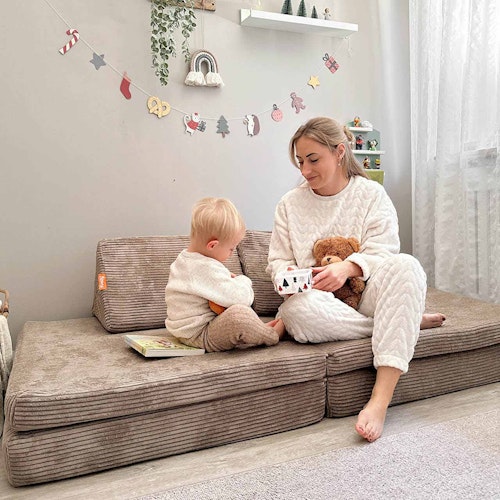 Funzy Spielsofa 4-teilig Cord Karamell Braun