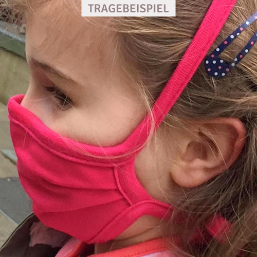 Kinder Mundbedeckung 4-8 J. - Wiederverwendbare Maske fuchsia