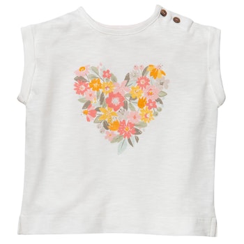 Ärmelloses Shirt Blumenherz weiß