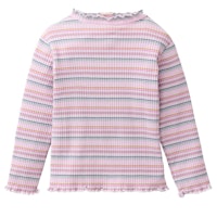 Geripptes Langarmshirt Stehkragen